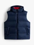 Blue Down Hooded Zip-Thru Vest  Men
