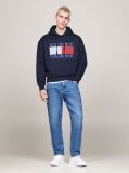 Blue Tommy Flag Badge Mélange Relaxed Hoody  Men