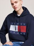 Blue Tommy Flag Badge Mélange Relaxed Hoody  Men