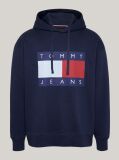 Blue Tommy Flag Badge Mélange Relaxed Hoody  Men