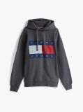 Grey Tommy Flag Badge Mélange Relaxed Hoody  Men