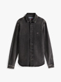 Denim Regular Fit Faded Denim Overshirt  Men
