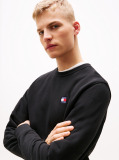 Black Tonal Tommy Badge Crew Neck Sweatshirt  Men