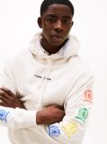 White Crest Back Graphic Relaxed Hoody  Men