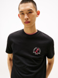Black Regular Small Motif T-Shirt Extended  Men