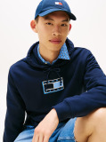 Blue Tonal Logo Drawstring Hoody  Men