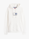 White Tonal Logo Drawstring Hoody  Men