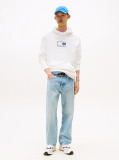 White Tonal Logo Drawstring Hoody  Men