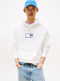 White Tonal Logo Drawstring Hoody  Men
