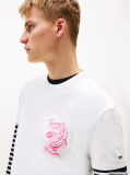 White Back Graphic Crew Neck T-Shirt  Men