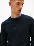 Blue Linear Logo Raglan Sleeve Slim Jumper  Men