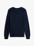 Blue Linear Logo Raglan Sleeve Slim Jumper  Men