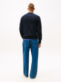 Blue Linear Logo Raglan Sleeve Slim Jumper  Men
