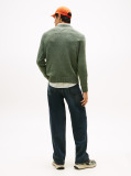 Green Linear Logo Raglan Sleeve Slim Jumper  Men