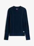 Blue Tommy Badge Cable Knit Slim Jumper  Men