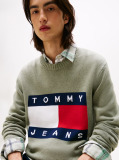 Green Intarsia Flag Badge Mélange Jumper  Men