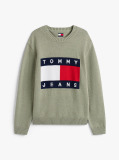 Green Intarsia Flag Badge Mélange Jumper  Men
