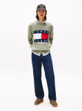 Green Intarsia Flag Badge Mélange Jumper  Men