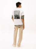 Beige Back Photo Print Jersey T-Shirt  Men