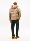 Beige Hooded Down Puffer Jacket  Men