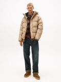 Beige Hooded Down Puffer Jacket  Men