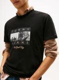 Black Photo Print Jersey Crew Neck T-Shirt  Men