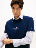 Blue Signature Logo Embroidery Crew Neck T-Shirt  Men
