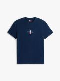 Blue Signature Logo Embroidery Crew Neck T-Shirt  Men