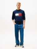 Blue Regular Tonal Flag Crew Neck Sweatshirt  Men