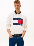 White Regular Tonal Flag Crew Neck Sweatshirt  Men