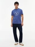 Blue Crest Logo Peached Jersey T-Shirt  Men