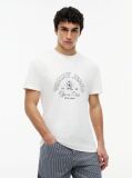 White Crest Logo Peached Jersey T-Shirt  Men