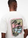 White Back Graphic Textured Relaxed T-Shirt  Men