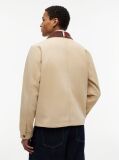 Beige Contrast Collar Canvas Chore Jacket  Men