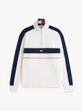White Colour-Blocked Quarter-Zip Relaxed Sweatshirt  Men