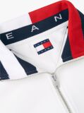 White Colour-Blocked Quarter-Zip Relaxed Sweatshirt  Men