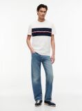 White Global Stripe Tape Peached Jersey T-Shirt  Men