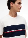 White Global Stripe Tape Peached Jersey T-Shirt  Men
