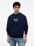 Blue Repeat Crest Logo Relaxed Sweatshirt  Men