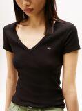 Black Essential V-Neck Slim Fit T-Shirt  Women