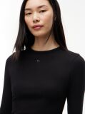 Black Ribbed Slim Long Sleeve T-Shirt  Women