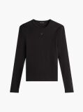 Black Ribbed Slim Long Sleeve T-Shirt  Women