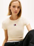 Yellow Tommy Badge Ribbed Slim T-Shirt  Women