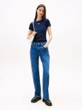 Blue Tommy Badge Ribbed Slim T-Shirt  Women