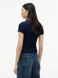 Blue Tommy Badge Ribbed Slim T-Shirt  Women