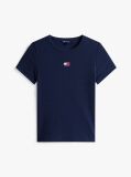 Blue Tommy Badge Ribbed Slim T-Shirt  Women