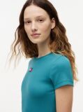 Blue Tommy Badge Ribbed Slim T-Shirt  Women