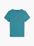 Blue Tommy Badge Ribbed Slim T-Shirt  Women