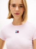 Pink Tommy Badge Ribbed Slim T-Shirt  Women