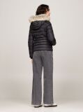 Black Faux Faur Hooded Down-Filled Fitted Jacket  Women
